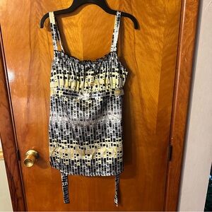 Vintage Y2K Maurices Black and Yellow Polka Dot tank top small